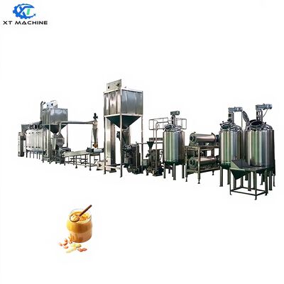 अच्छी कीमत SUS 304 स्टेनलेस स्टील निर्माण के साथ पूरी तरह से संलग्न मल्टी-फार्मूला मूंगफली का मक्खन उत्पादन लाइन ऑनलाइन