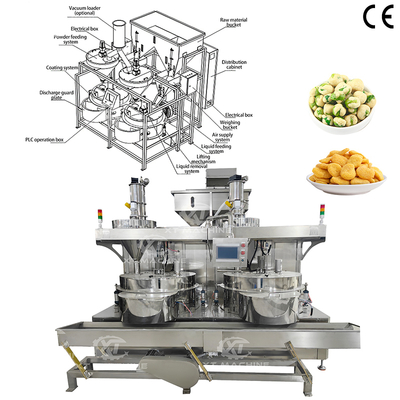 स्नैक फूड के लिए डबल स्टेशन पीनट कोटिंग मशीन 600-800kg/घंटा