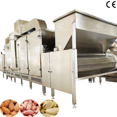 अच्छी कीमत नट प्रसंस्करण संयंत्रों के लिए गर्म हवा परिसंचरण के साथ 300kg/h-500kg/h निरंतर नट्स भूनने की मशीन ऑनलाइन