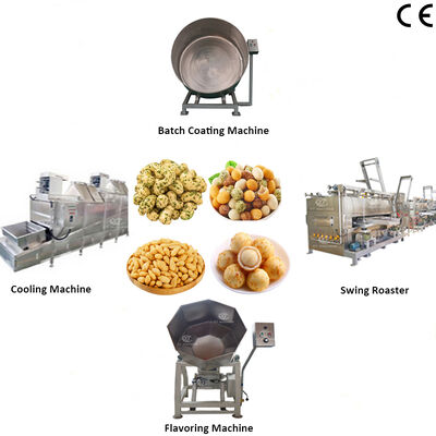 अच्छी कीमत खाद्य ग्रेड नट्स कोटिंग बेकिंग और सीज़निंग उत्पादन लाइन, 100-200kg/घंटा क्षमता के साथ ऑनलाइन